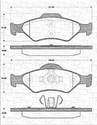 MAGNETI MARELLI 363702161214 -  Комплект тормозных колодок, дисковый тормоз
